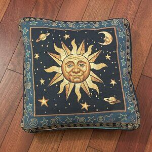 1990s retro celestial sun moon stars cushion